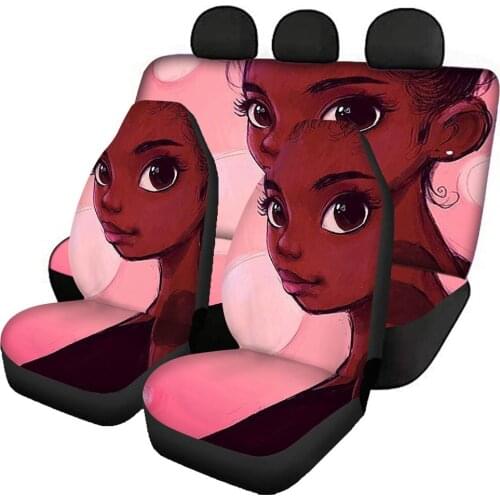 Calavera Girl Print 4-pcs Car Seat Cover Advanced Elastic Polyester Car Front And Rear Seat Cover Suitable For Most SUV