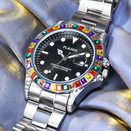 PLADEN Mens Watch 2021 Calendar Seiko Stainless Steel Waterproof Sapphire Glass Quartz Movement Relojes Business Gifts European