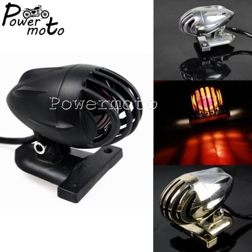 For Harley Sportster Cafe Racer Chopper Bobber Road King Softail Motorcycle Bird Case Slotted Finned Grille Brake Stop Taillight