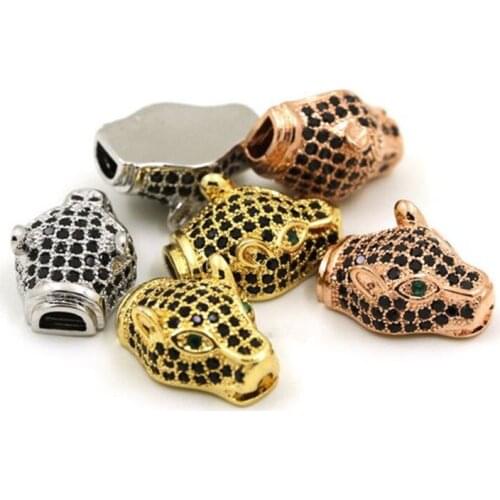 Black CZ leopard curved tube micro pave bead/cubic Zircon CZ space beads for men bracelet