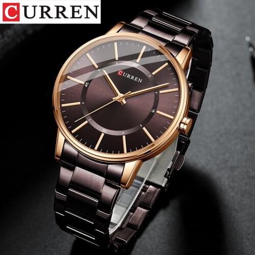 CURREN Watches with Stainless Steel Fashion Thin Quartz Wristwatches Classic Quartz Mens Clock