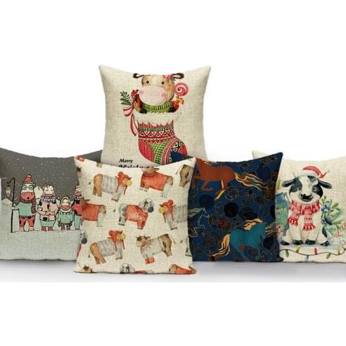 Animal Print Pillow Case Cow Pattern Pillows Decorative for Living Room 45x45 Winter Decoration Throw Pillow Decor Pillow Covers