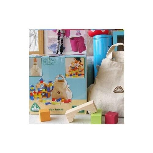 Elc baby early development wooden toys building blocks sets 100 pieces in a box