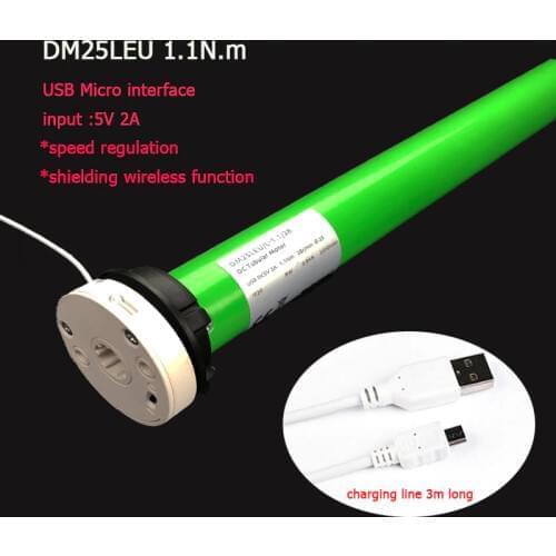 DM25LE 1.1N.m USB interface Micro charge DOOYA tubular battery motor, for Dia.38mm tube for roller blinds or zebra blinds