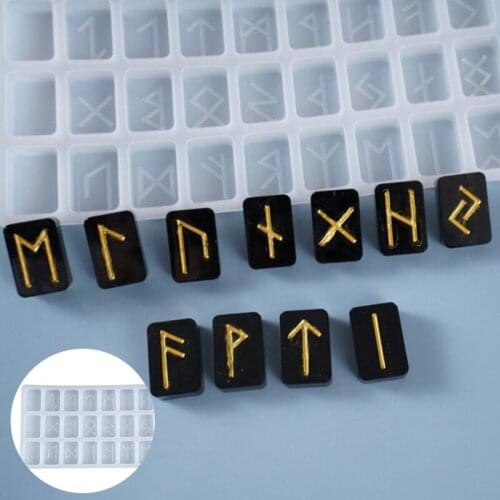 Mould DIY Crafts Crystal Epoxy Resin Pendant Runes Letter Word Model Casting Silicone Jewelry Tools