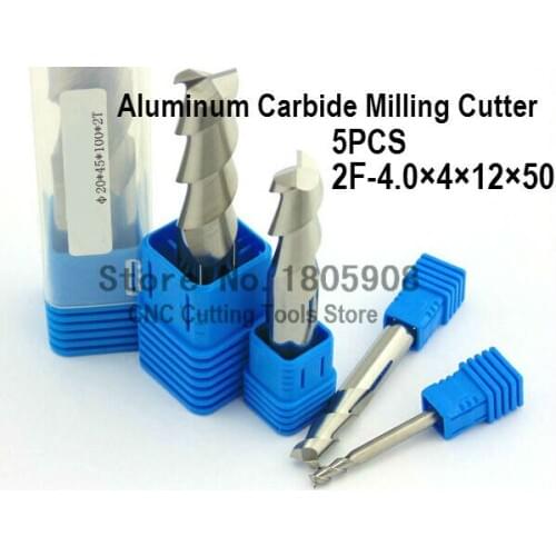 5PCS 2Flute 2F-4.0*4*12*50 CNC tool tungsten alloy milling cutter special flat aluminum Carbide cutter aluminum milling cutter