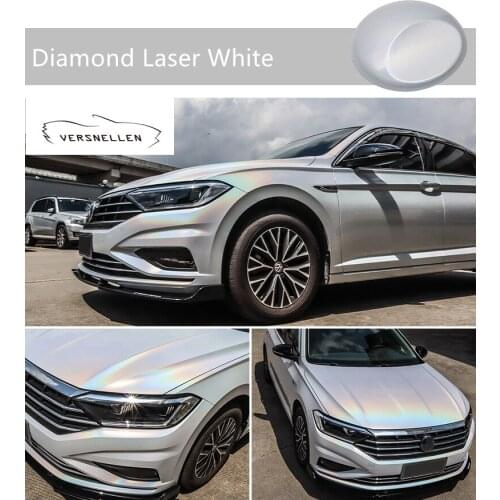 Customized 1.52x18M Diamond Laser White Self-adhesive packaging stickers without bubbles PVC vinyl car film