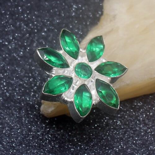 Amazing Fashion Shiny GreenTopaz Silver Color Jewelry Band Ring For Women Size 8.5 HD593