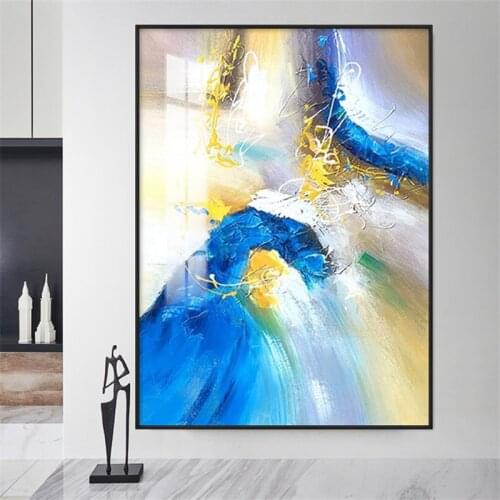 Colorful Abstraction Yellow Blue Red Graffiti Texture Canvas Painting Sofa Background Wall Picture Poster Living Room Decoration