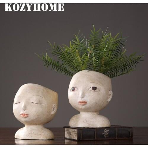 Creative Human Face Flower Pot Nordic Style Flower Vase Art Vases Sculpture Desktop Plant Pot for Home Decor Ornament Gifts