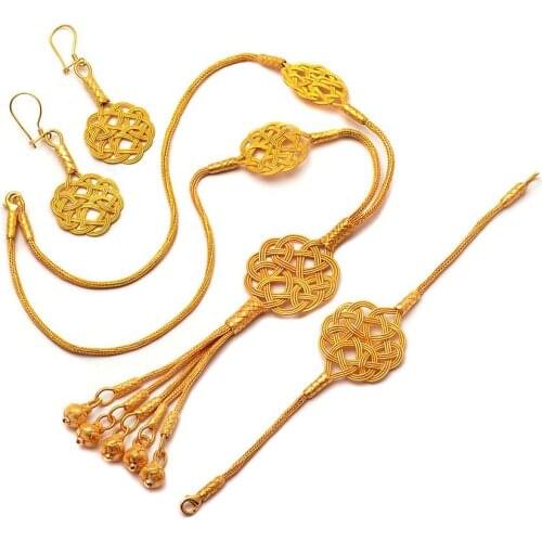 Love Knot Gold Gilded Kazaziye Hand Wrap Silver Set 1109Hand Made Silver Jewellery Set