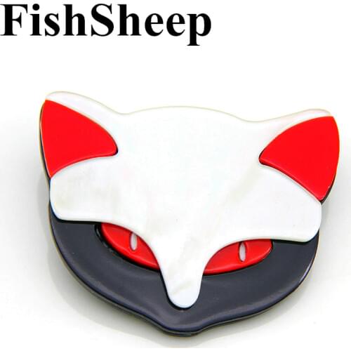 FishSheep Cute Acrylic Fox Brooches Handmade Fashion Animal Cat Brooches Pins For Clothing Accessories Womens Jewelry Gifts