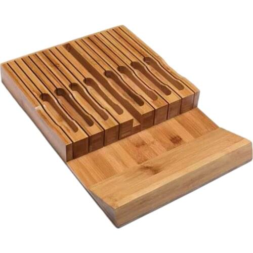 Multifunctional 16 Drawer Type Bamboo Knife Holder Chef Knife Organizer Knife Sharpener Holder Home Kitchen Knife Storage Rack