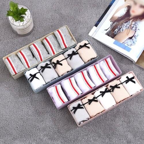 4 Colors Five Grids Multifunction Underwear Socks Tiny Things Storage Box Plastic Finishing Box Drawer Desk Bed Cabinet