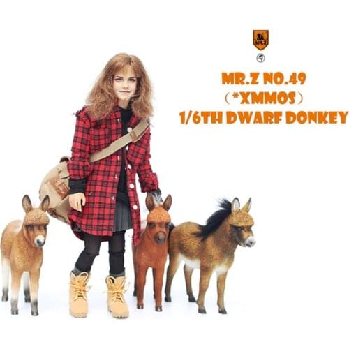 [Mr.Z] 1/6 Mr.Z049 Pet Small Donkey Little Donkey Model Ornaments Simulation Animal Cute Healing Donkey Model Collectible Gifts