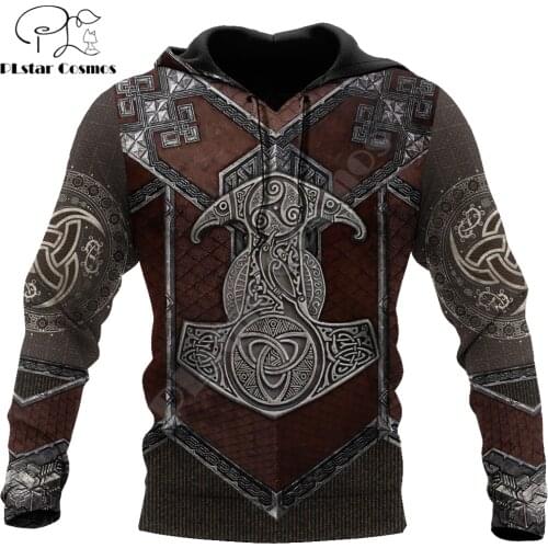 Brand Clothing Fashion Autumn Hoodies Viking Armor Tattoo 3D Printed Mens Sweatshirt Unisex Zip Pullover Casual Jacket DW643