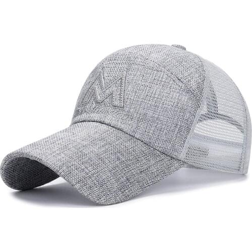 Mens Hat Summer Outdoor Leisure Sports Sun Hat Embroidery Large m Linen Mesh Hat Factory Wholesale