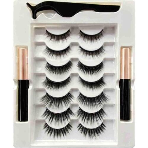 Magnetic Eyelashes Set Full Strip 7 Pair Natural Cilia False Eyeliner Dramatic Volume Thick Synthetic Eye Lashes Makeup