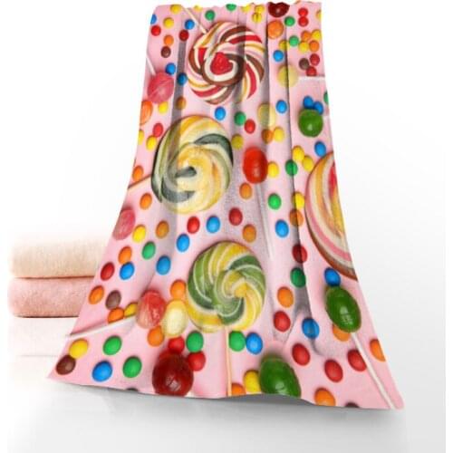 New Custom Candy Towel Printed Cotton Face/Bath Towels Microfiber Fabric For Kids Men Women Shower Towels 70X140cm