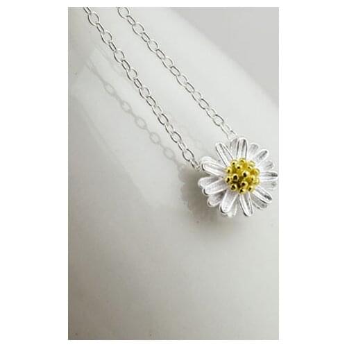 925 Sterling Silver Daisy Necklaces & Pendants For Women Fashion Lady Festival Gift Sterling-silver-jewelry