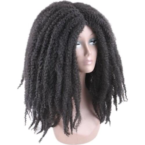 Luxury For Braiding 18inch Ombre Color Marley Afro Kinky Curly Synthetic Wig for Women Black Brown Dark Brown