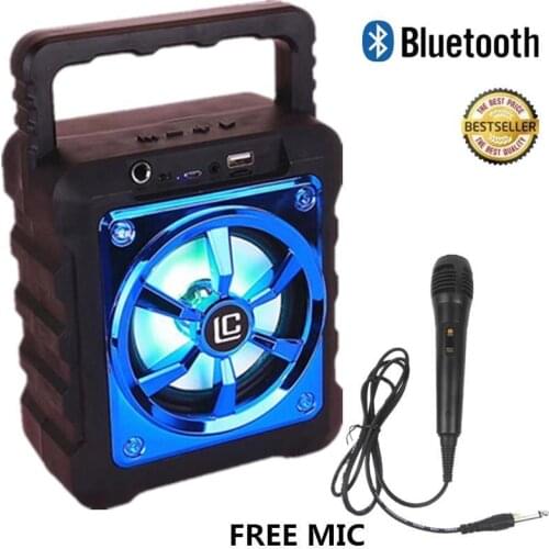 Portable Wireless Bluetooth Speaker Free Mic HiFi Super Bass LED Flash Light Karaoke KTS Speaker