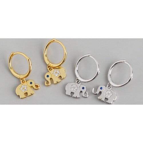 1Pair Fashion Piercing 925 Sterling Silver Earrings for Women 2020 Jewery Diameter 11mm Cute Elephant Pendant Earrings