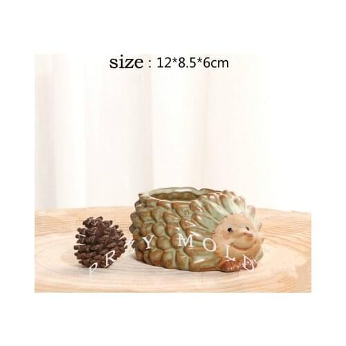 Silicone Mold 3d Vase Pots Cute Animal Hedgehogs Shape Molds Cement Clay Mould Lying on a Small Hedgehog Flower Silicone Rubber