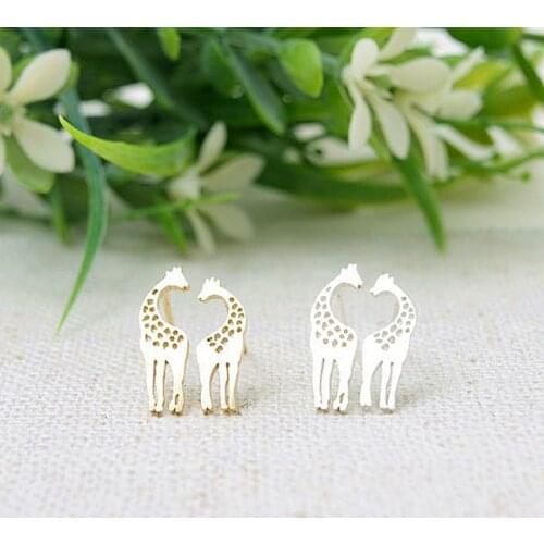 New Cute Mini Golden Style The Giraffe Earrings Fashion Party