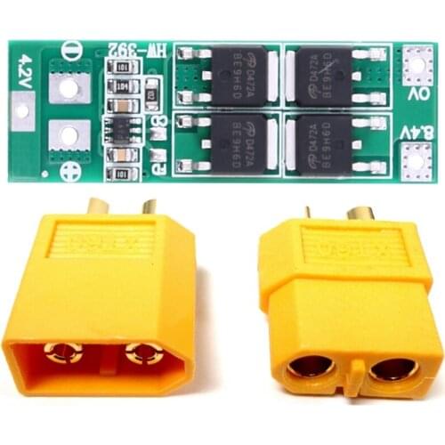 XT60 Connector Pairs - Pack Of 5 Pairs With 2S 20A 7.4V 8.4V 18650 Lithium Battery Protection Board/Bms Board Standard