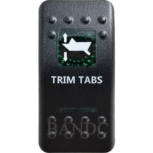 TRIM TABS Rocker Switch Cover Cap Green Window Labeled for Car Boat Truck Carling ARB NARVA ,Cover Cap Only！Waterproof