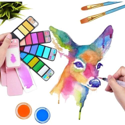 Superior Water Color Paint Pigment Set Portable 18/25/33/42 Watercolor Drawing Painting Art Design with Blooming Brush Pen F151