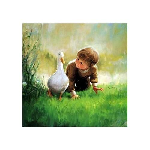 Needlework Cross stitch,14CT Unprinted for Embroidery kits Children and geese Art Cross-Stitching,DIY Handmade home decor