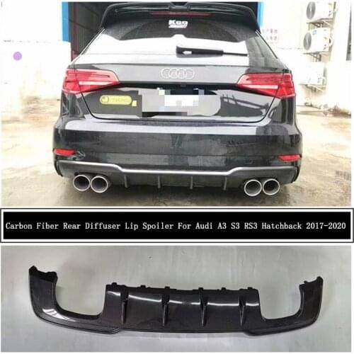 For Audi A3 S3 RS3 Sportback 2017 2018 2019 2020 Carbon Fiber Rear Diffuser Lip Spoiler High Quality Bumper Auto Accessories