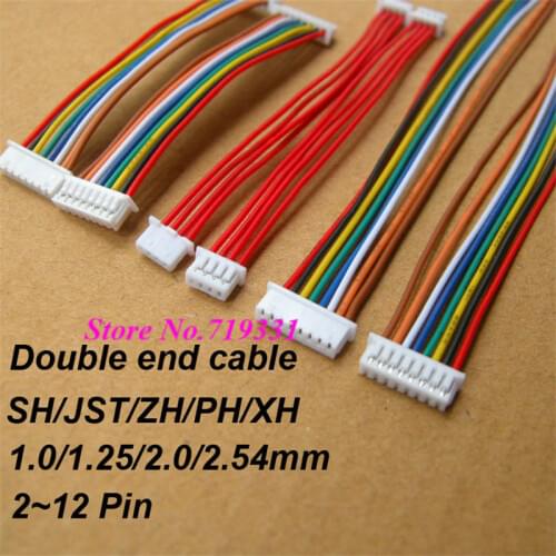 10pcs JST SH ZH XH PH 1.0mm 1.25mm 1.5mm 2.0mm 2.54mm 2.0 2/3/4/5/6/7/8/9/10/11/12-Pin Female & female Connector with cable