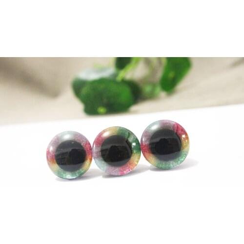 10pcs/lot new 16mm/20mm/25mm colorful 3D plastic clear safety toy eyes +Rainbow color +washer for diy toy -size option --QC