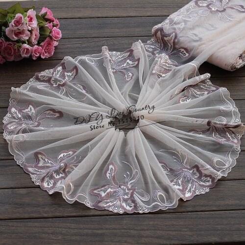 2yards/lot 22cm wide Embroidered Tulle Lace trim mesh Lace Ribbon~French Lace Fabric~beautiful
