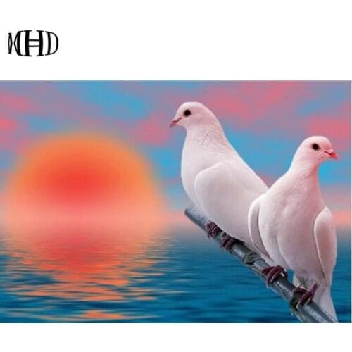 MHD 3d Diamond Embroidery Pigeon Crystal Decoration Full Square & Round 5d diy Diamond Painting Cross Stitch Mosaic Bird Needle