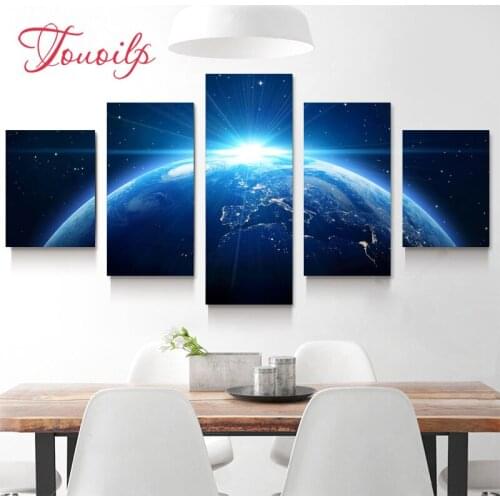 5d diy diamond painting cross stitch"Universe Planet Space Landscape"diamond embroidery Diamond mosaic Home Decoration 5 pcs set