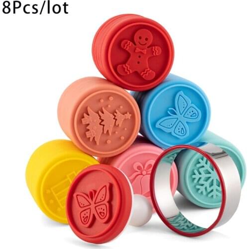 8Pcs/lot Food Grade Cookie Mold Fondant Mold Cutter Cake Cookie Decorating Fondant Cookie Cutter Christmas Style Cake Mold