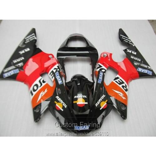 Aftermarket body parts fairing kit for Yamaha YZFR1 00 01 red black fairings set YZF R1 2000 2001 LK16