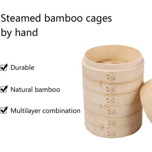 Bamboo Steamer Weaving Cooker Basket Cooking Kitchen Tools Steam For Snack Dumpling Egg Rice Fish Vegetable Sum With Cover Set