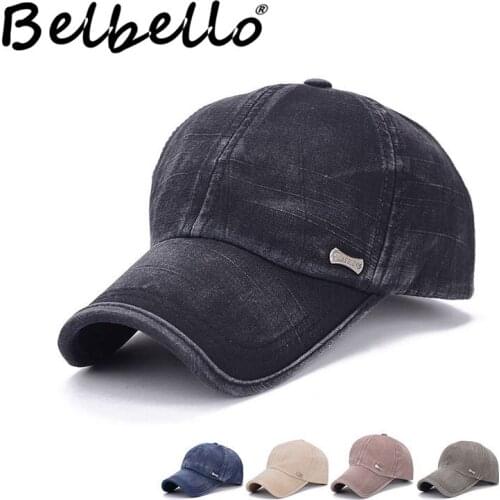 Belbello new style korean edition water-washed baseball cap mens cotton sunshade hat outdoor recreational spring hat