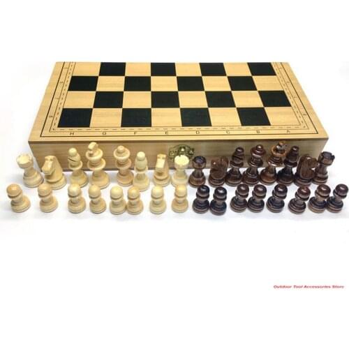 Wooden Folding Chess Set Travel Chess Game Handwork Chessboard Gift