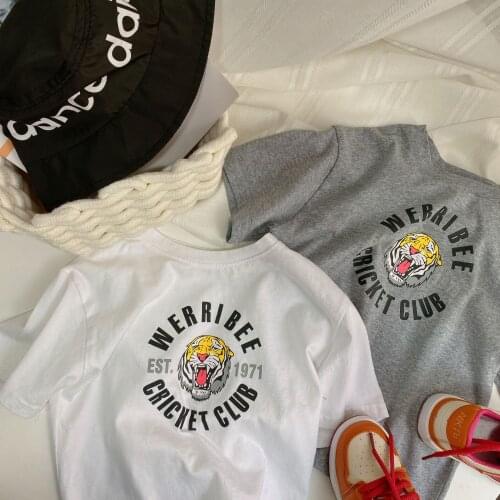 Childrens Print T-shirt 2021 Summer New Baby Boys and Girls Cartoon Tiger Print Short-sleeved T Shirt Baby Casual T-shirt Tops