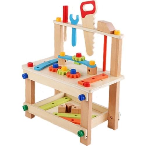 Wooden Pretend Toy Children Versatile Assembly Building Block Simulation Disassembly Tool Desk Chair Screw Nut Toy