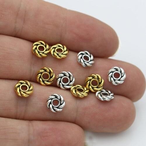 JAKONGO Antique Gold Color Round Spacer Beads Sunshine Loose Beads for Jewelry Making Bracelet Accessories 8x2mm 20pcs