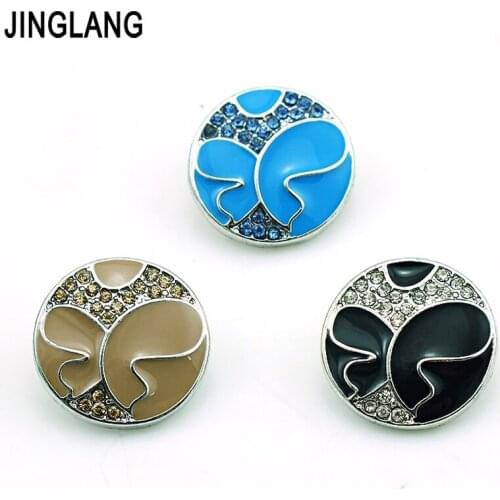 JINGLANG Fashion 3 Color Rhinestone 18mm Snap Button Metal Clasp Button DIY Interchangeable Jewelry Accessories Free Shipping