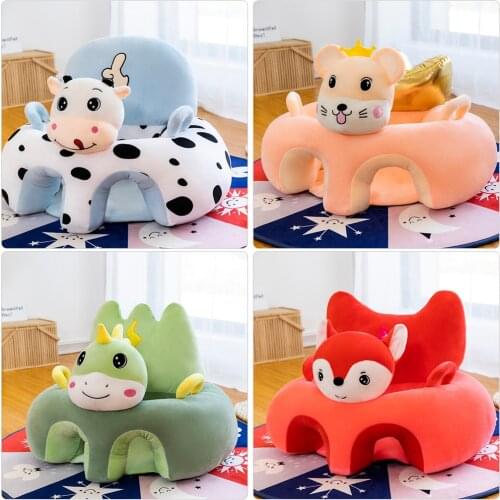 Sofa Set Support Seat Cover Baby Plush Chair Cartoon Learning Sit Plush Chair Toddler Nest Puff Washable With Rod Toys No Fill