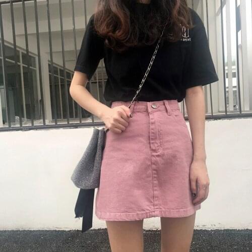 Korean Version Short Denim Skirt Women Vintage High Waist A-Line Denim Jeans Skirts Summer Streetwear Mini Black Bodycon Skirt